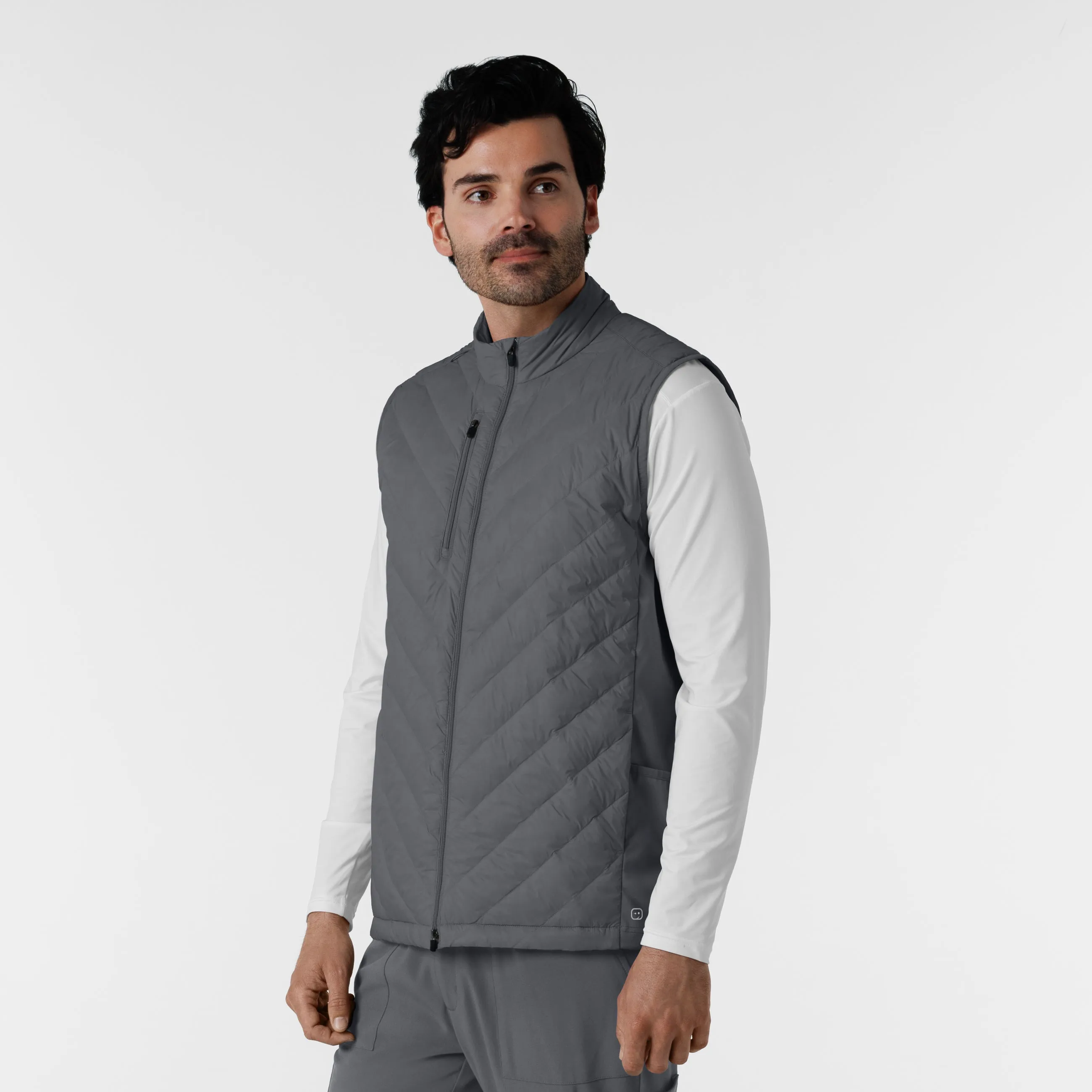 Layers 8377 Men's Quilted Scrub Vest Pewter
