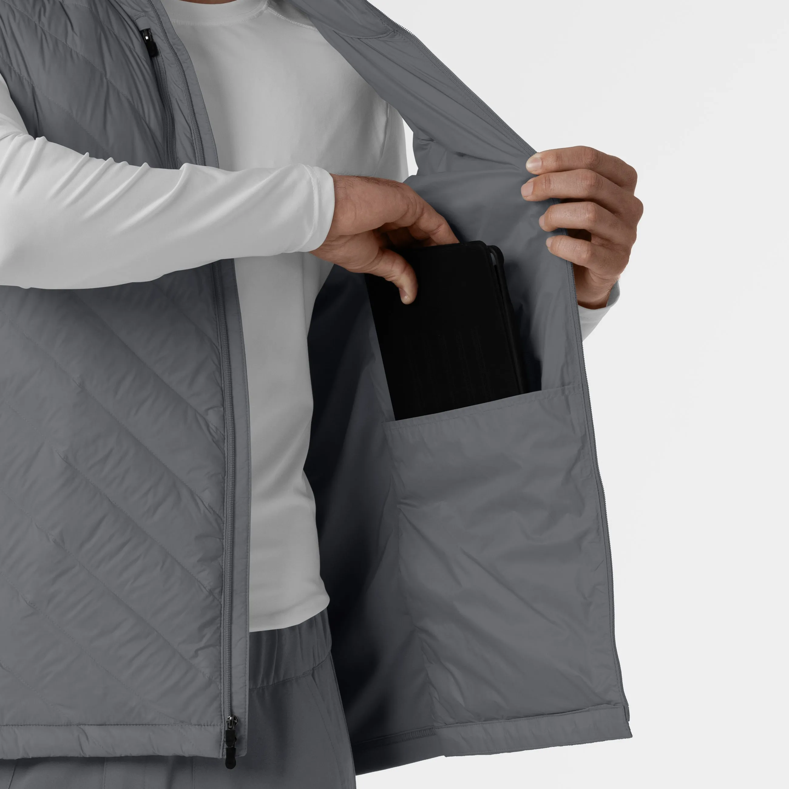 Layers 8377 Men's Quilted Scrub Vest Pewter