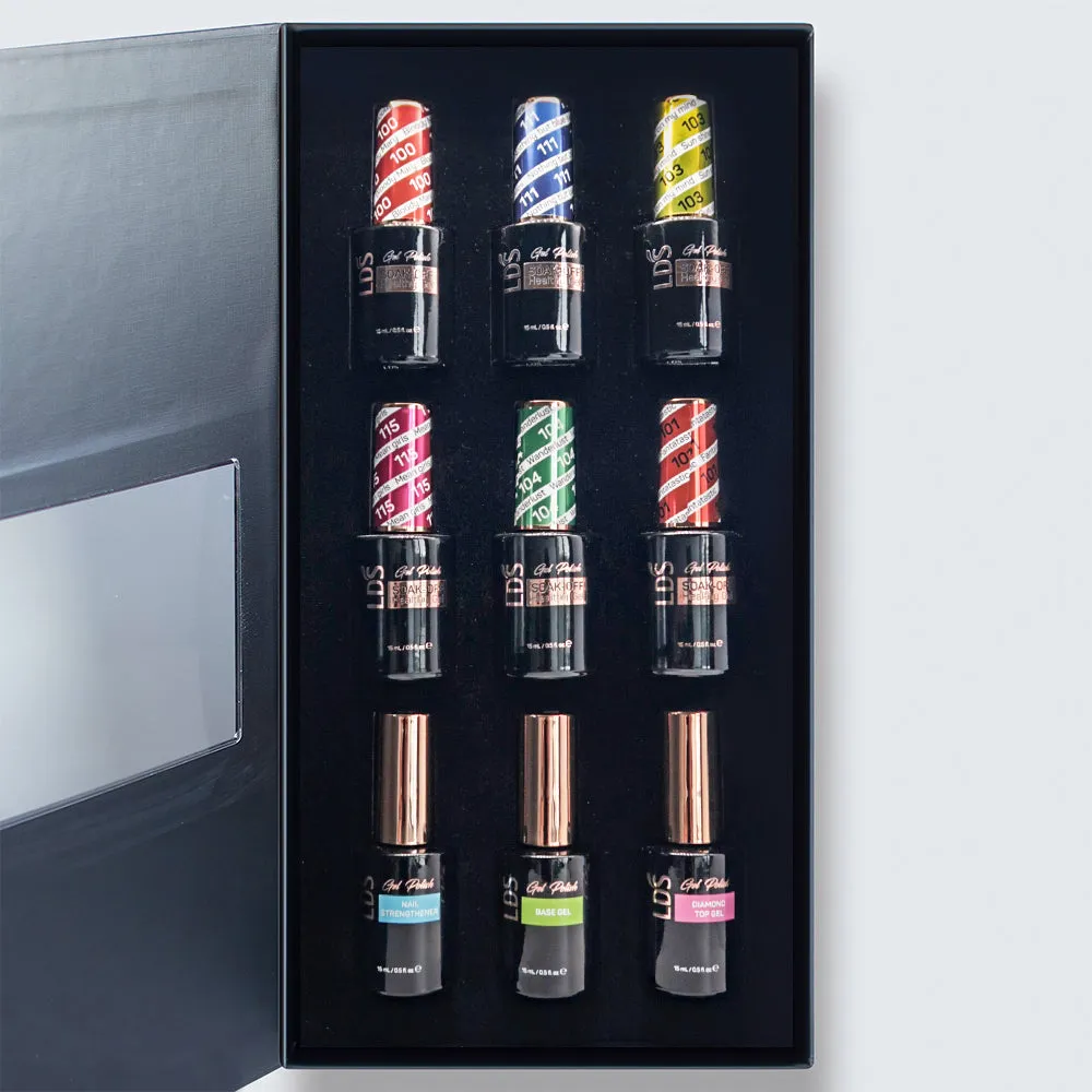LDS Holiday Collection: 6 Healthy Gel Polishes, 1 Base Gel, 1 Top Gel, 1 Strengthener - THE NEW CLASSICS - 100, 111, 103, 115, 104, 101