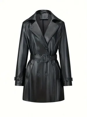 Lexi | Casual Leather Trench Coat
