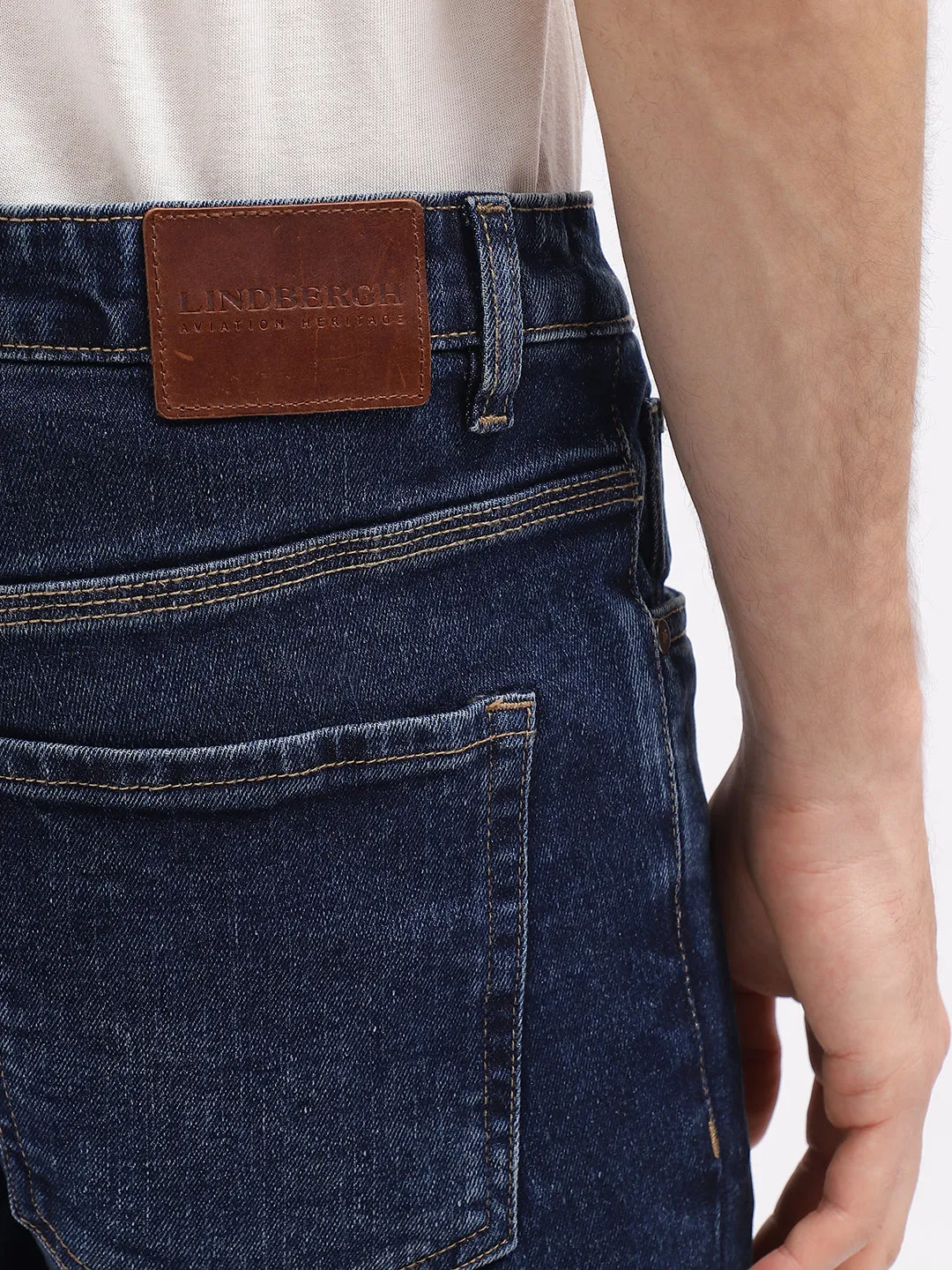 Lindbergh Men Blue Solid Slim Fit Mid-Rise Jeans