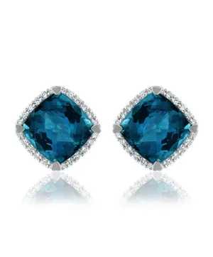 Lisa Nik London Blue Topaz Stud Earrings