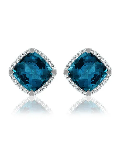 Lisa Nik London Blue Topaz Stud Earrings