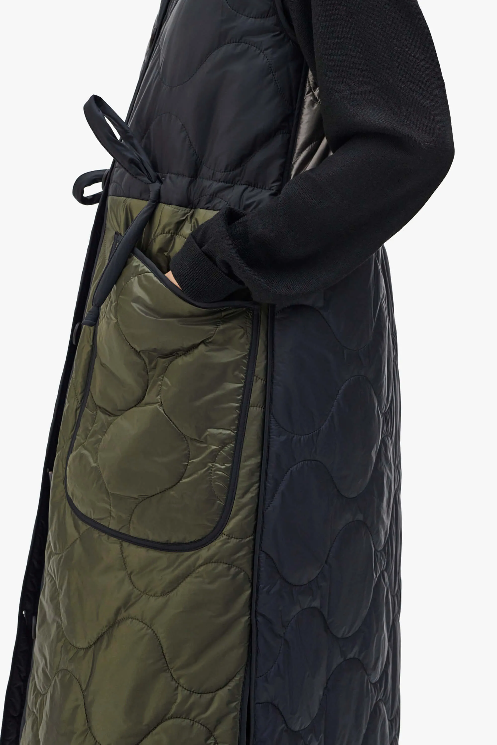 Long Patchwork Quilt Vest - Black / Slate