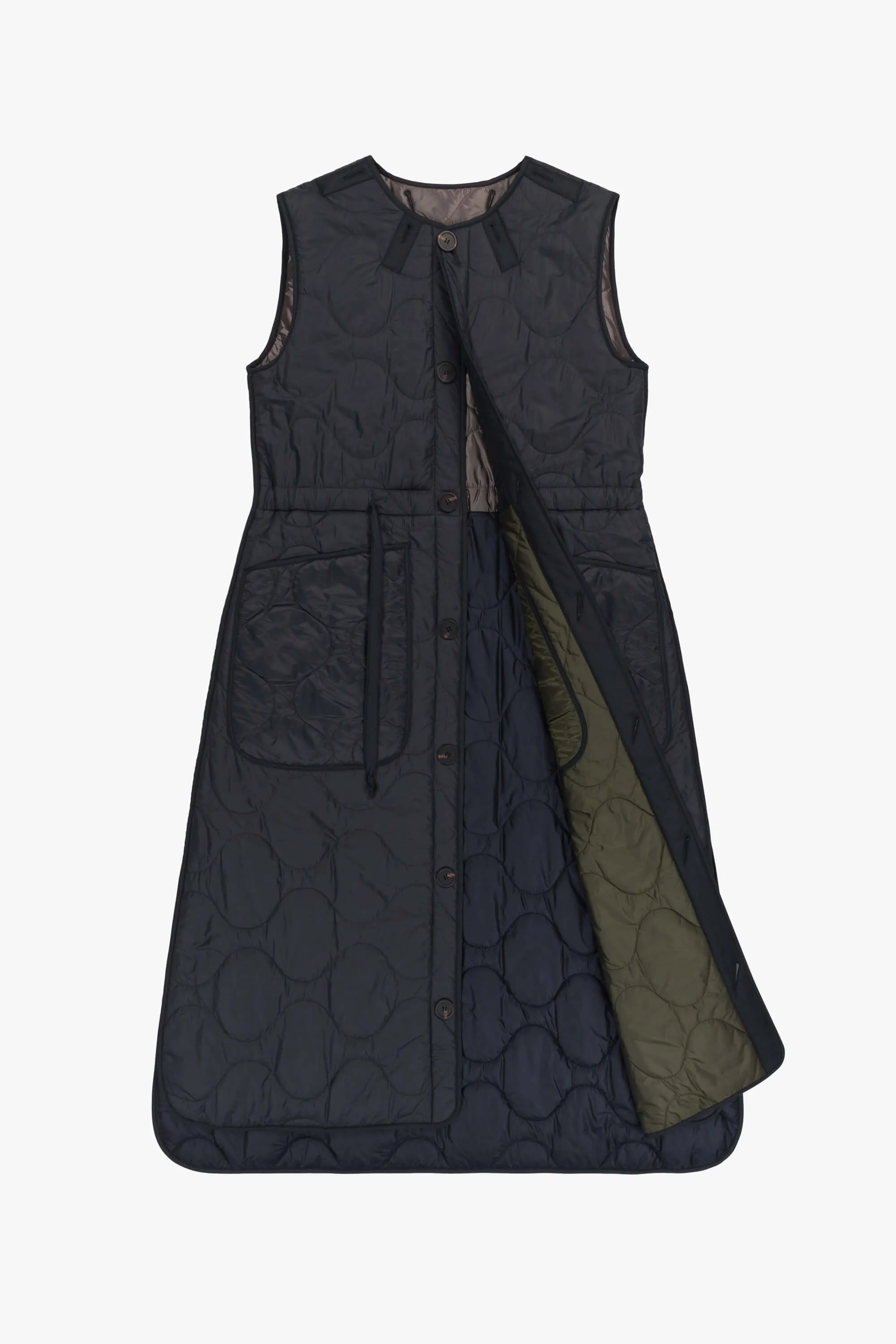 Long Patchwork Quilt Vest - Black / Slate