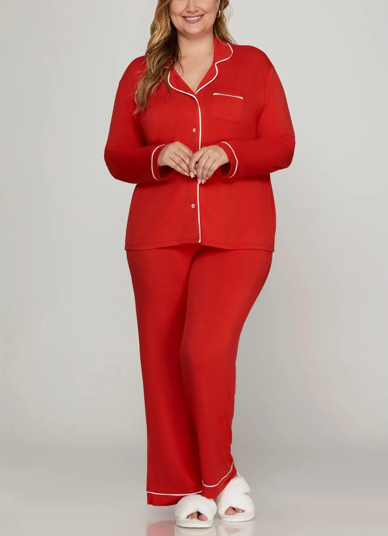 LONG SLEEVE STRETCH KNIT PAJAMA SET