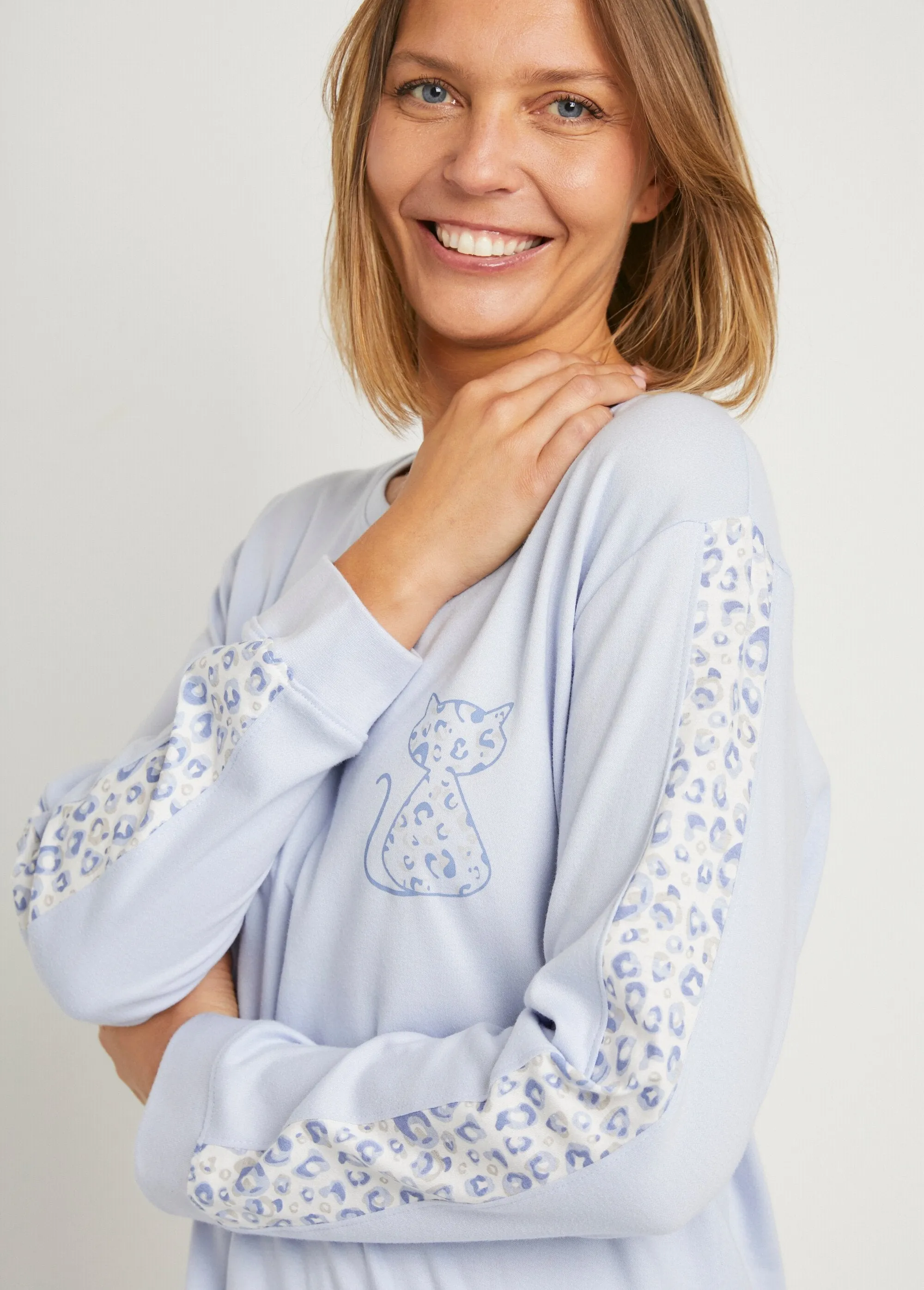 Long-sleeved cotton interlock pyjamas