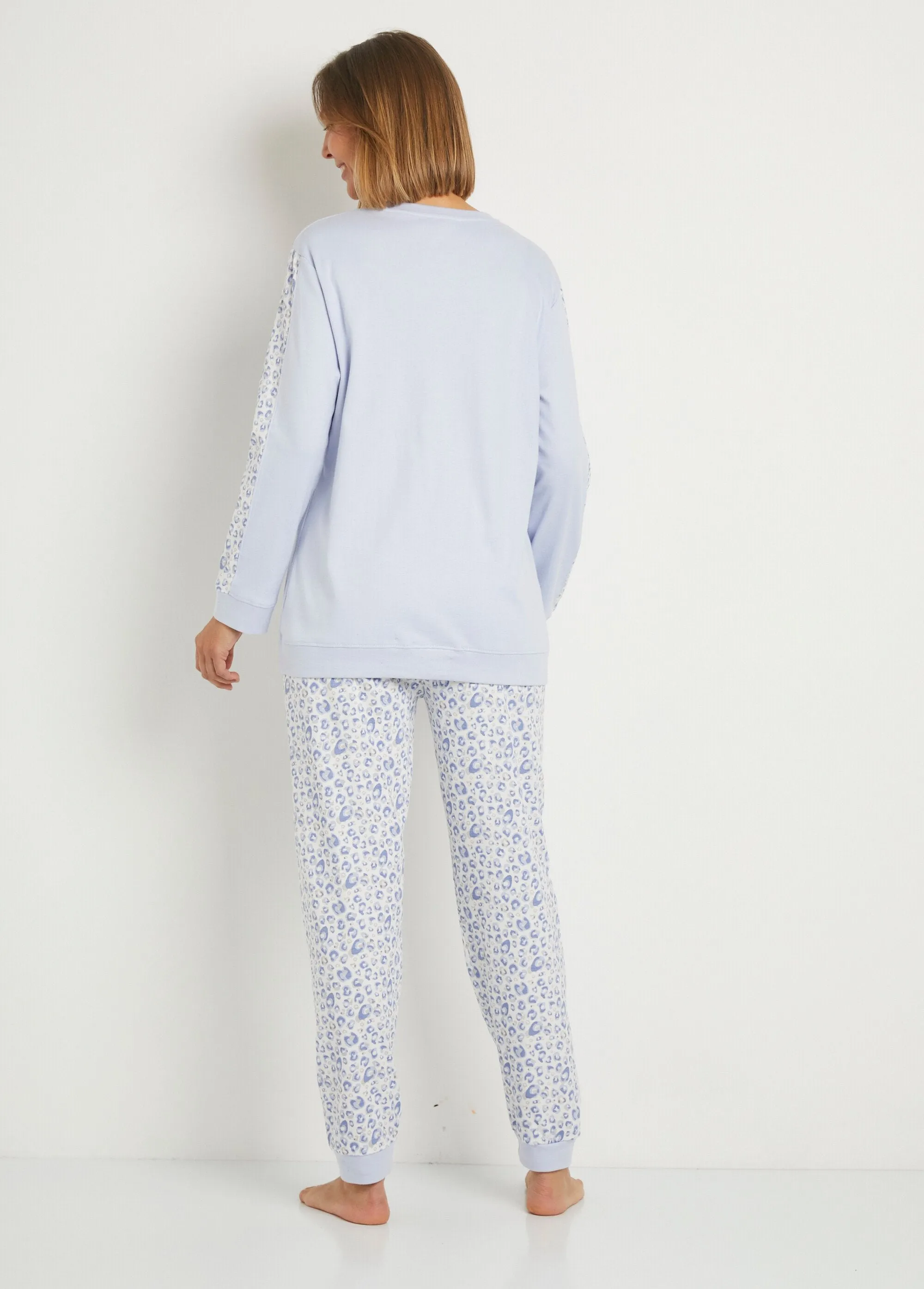 Long-sleeved cotton interlock pyjamas