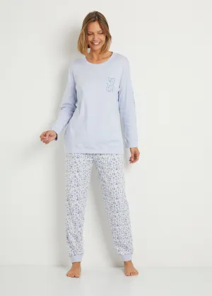 Long-sleeved cotton interlock pyjamas