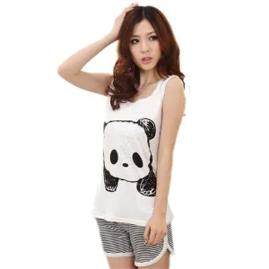 ly Design Fashion Cute Cartoon Vest Summer Pajamas Lady Casual Sleeveless Female Leisure Wear Suits