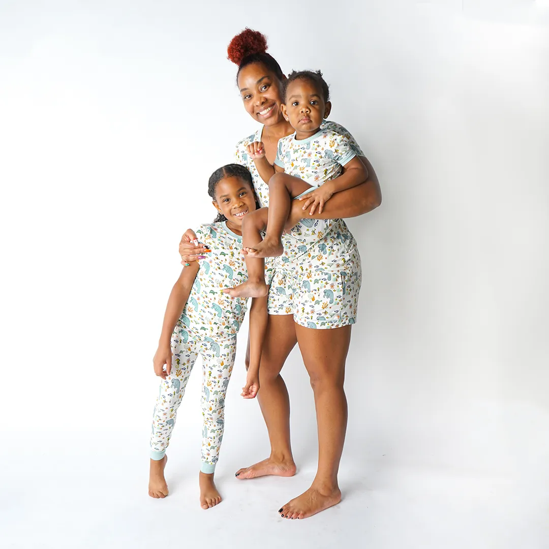 Manatee Short Sleeve Bamboo Toddler Kids Pajama Set