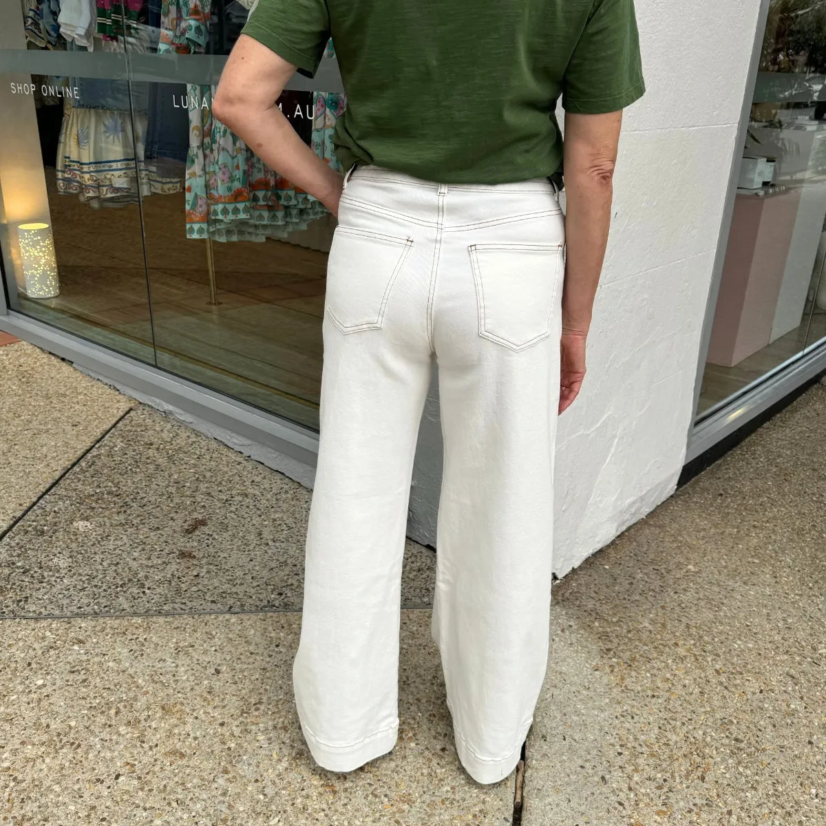Mattea Wide Leg Jeans (White)
