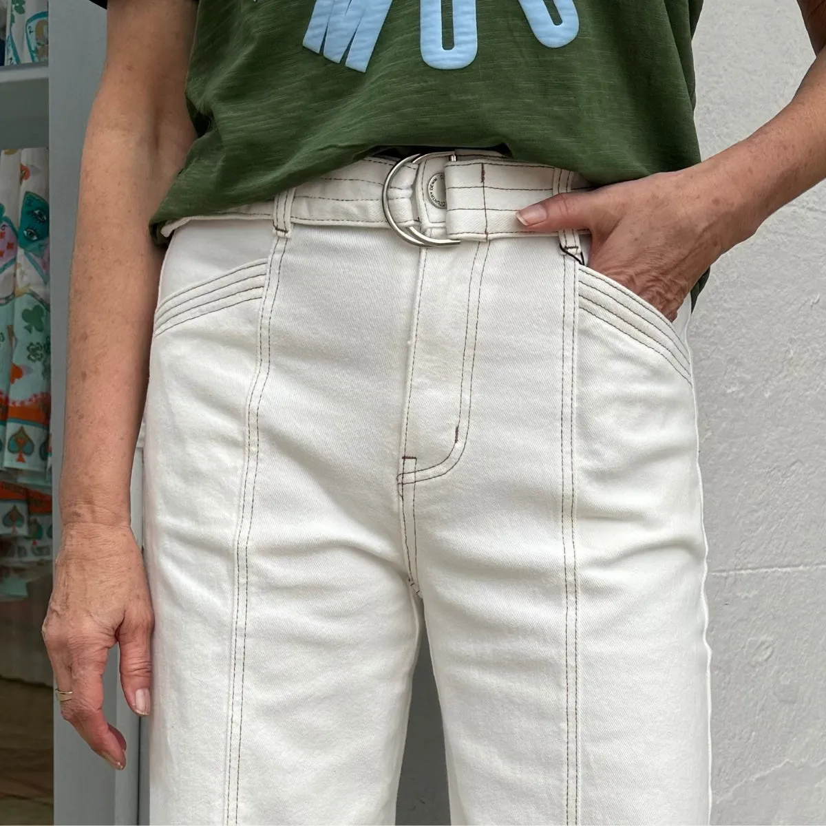 Mattea Wide Leg Jeans (White)