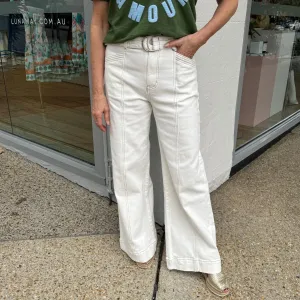 Mattea Wide Leg Jeans (White)
