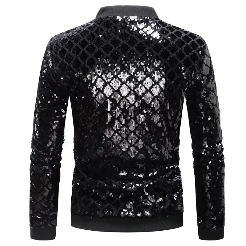 Men Shiny Black Blue Green Dance Street Wear