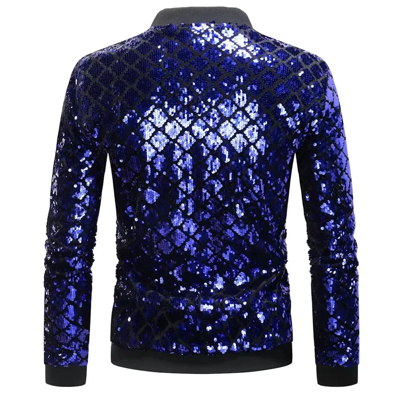 Men Shiny Black Blue Green Dance Street Wear