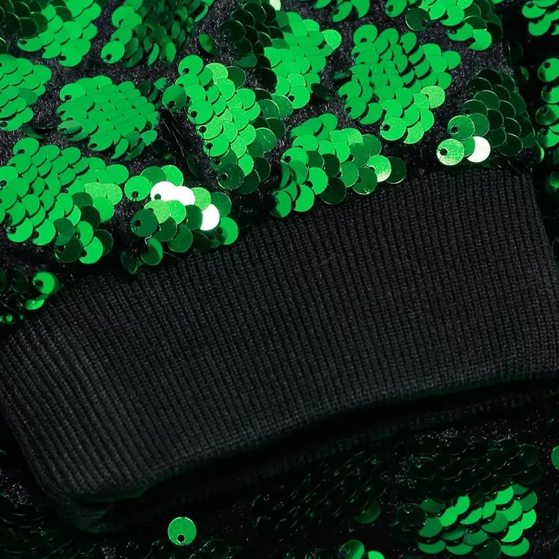 Men Shiny Black Blue Green Dance Street Wear