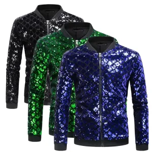 Men Shiny Black Blue Green Dance Street Wear