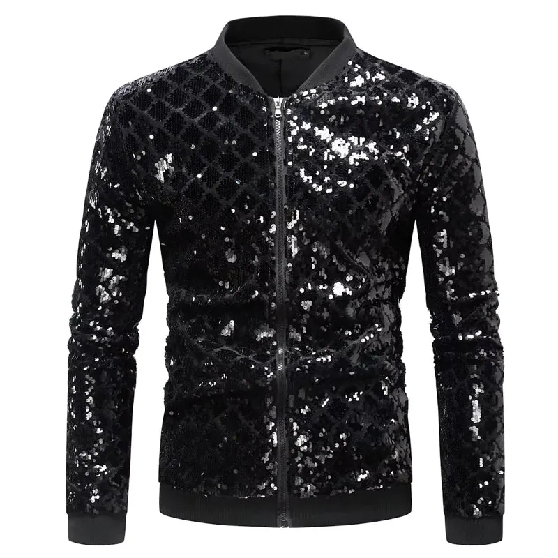 Men Shiny Black Blue Green Dance Street Wear