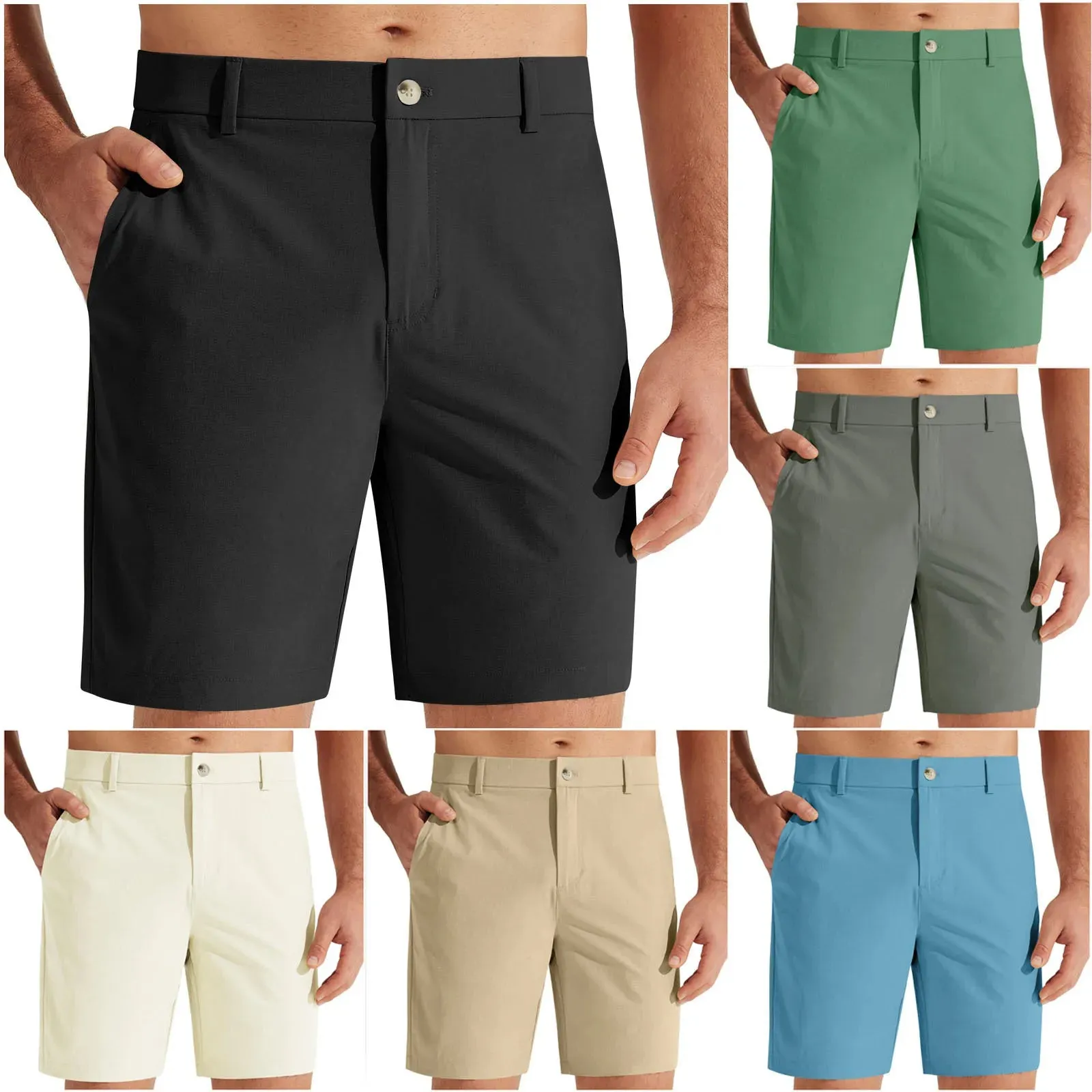 Men Summer Casual Solid Color Shorts With Pockets 2025 New Mens Swimsuit Men Swim Trunks Quick Dry Board Shorts Bathing Suit