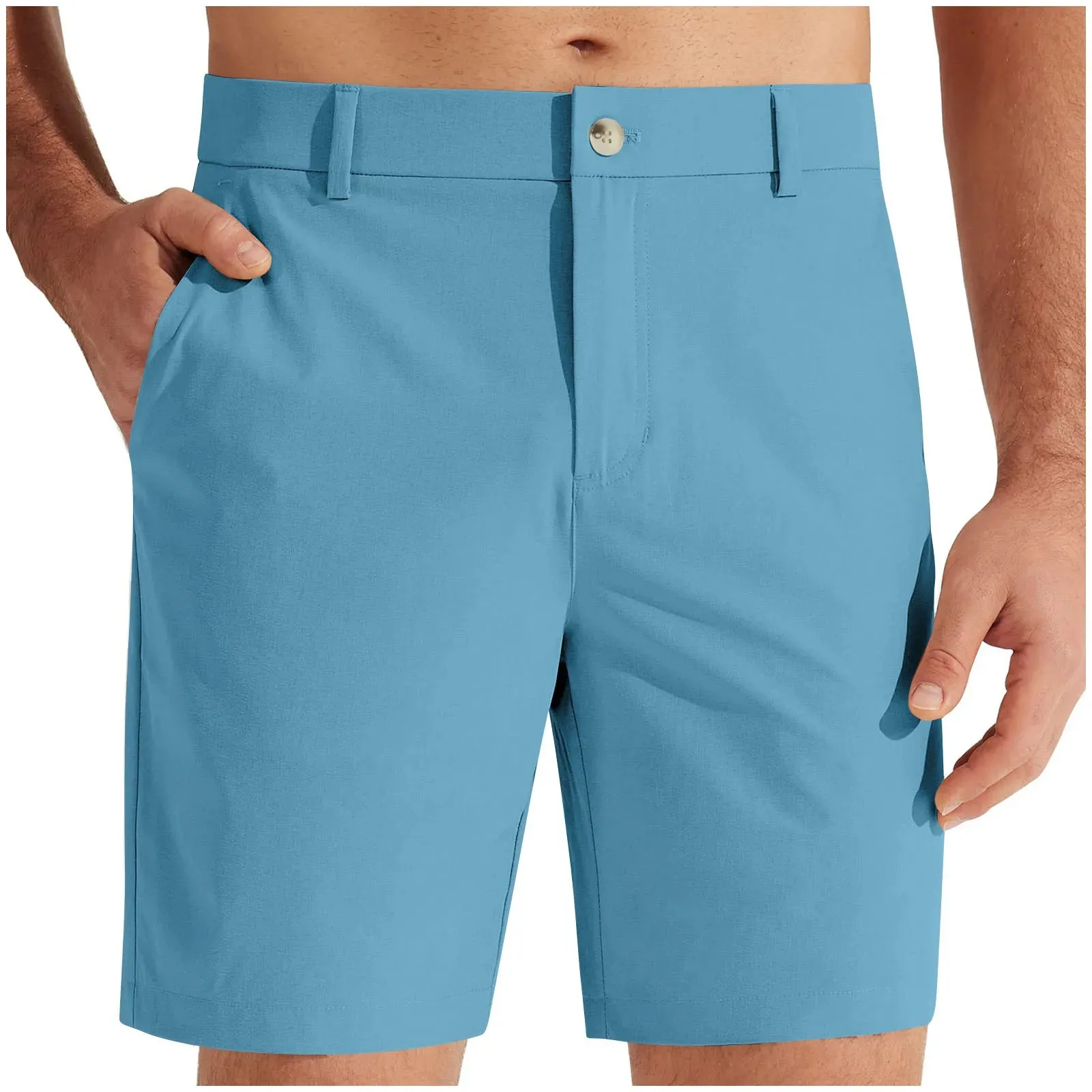 Men Summer Casual Solid Color Shorts With Pockets 2025 New Mens Swimsuit Men Swim Trunks Quick Dry Board Shorts Bathing Suit