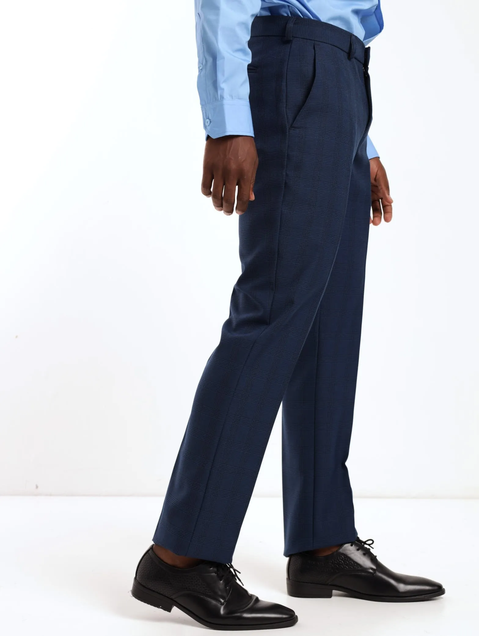 Men's Basic Tonal Check Trouser - Blue/Black