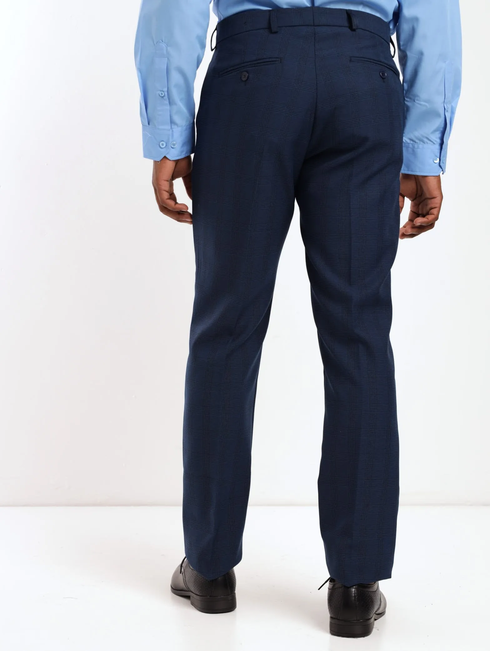 Men's Basic Tonal Check Trouser - Blue/Black