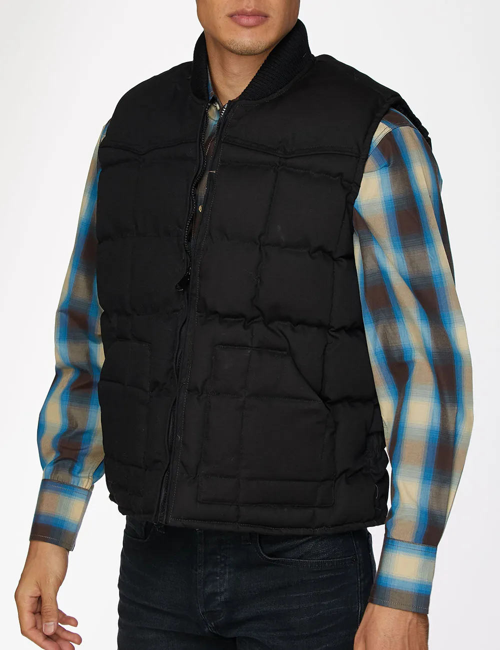 Men's Canvas Quilted  Sleeveless Vest-ACV29-Black