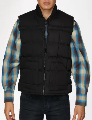 Men's Canvas Quilted  Sleeveless Vest-ACV29-Black