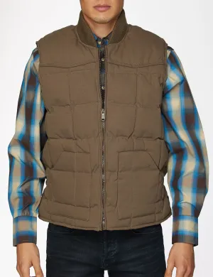 Men's Canvas Quilted  Sleeveless Vest-ACV29-Mushroom