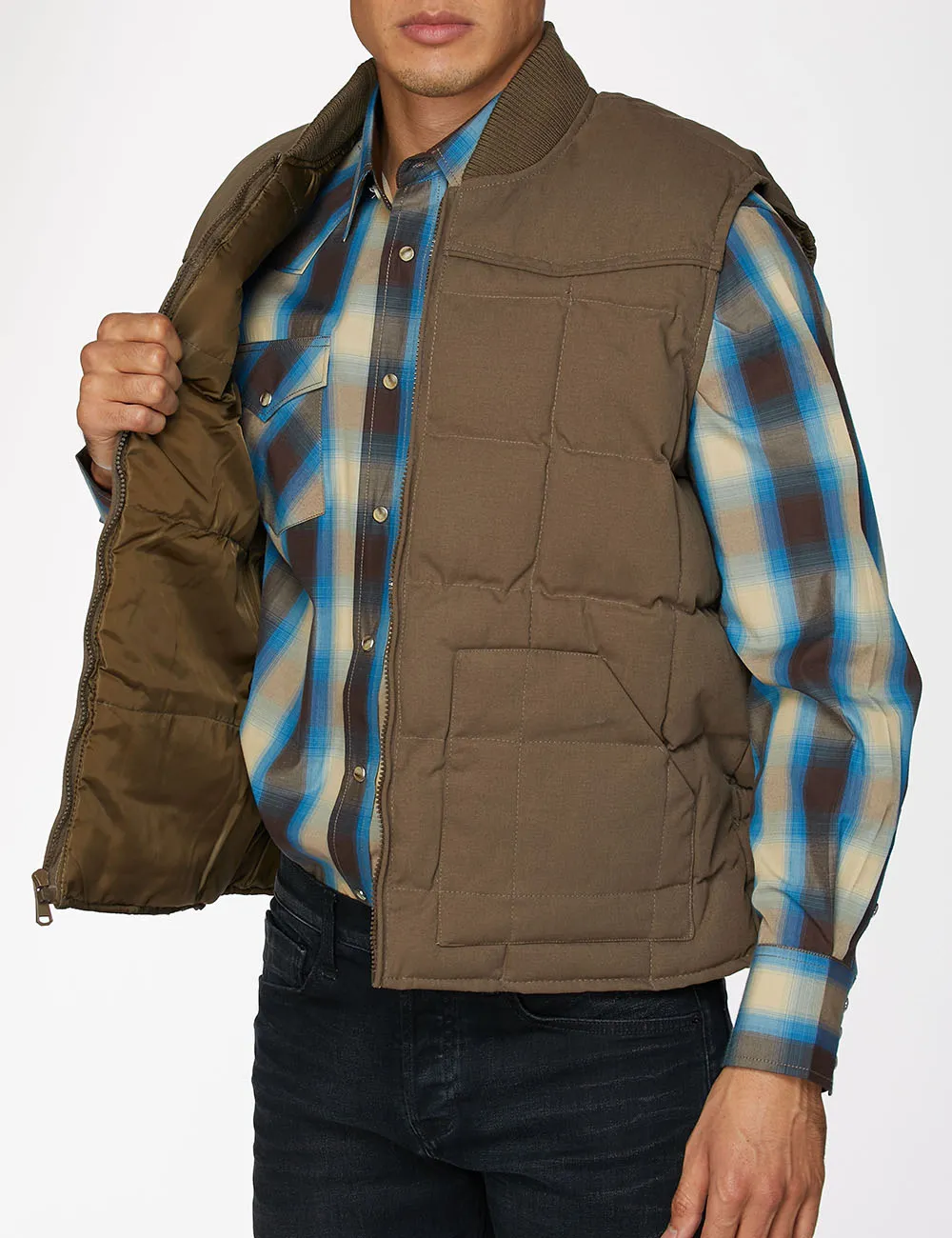 Men's Canvas Quilted  Sleeveless Vest-ACV29-Mushroom
