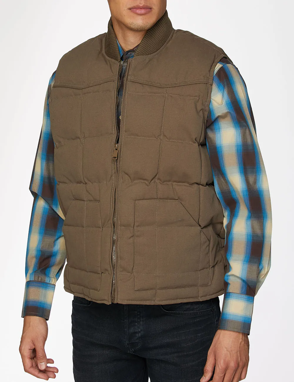 Men's Canvas Quilted  Sleeveless Vest-ACV29-Mushroom