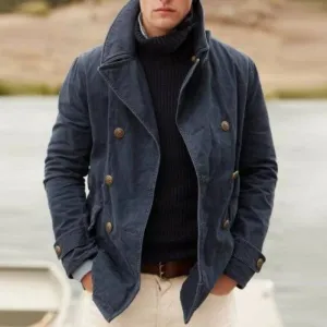 Men’s Casual Reversible Blazer with Stand Collar