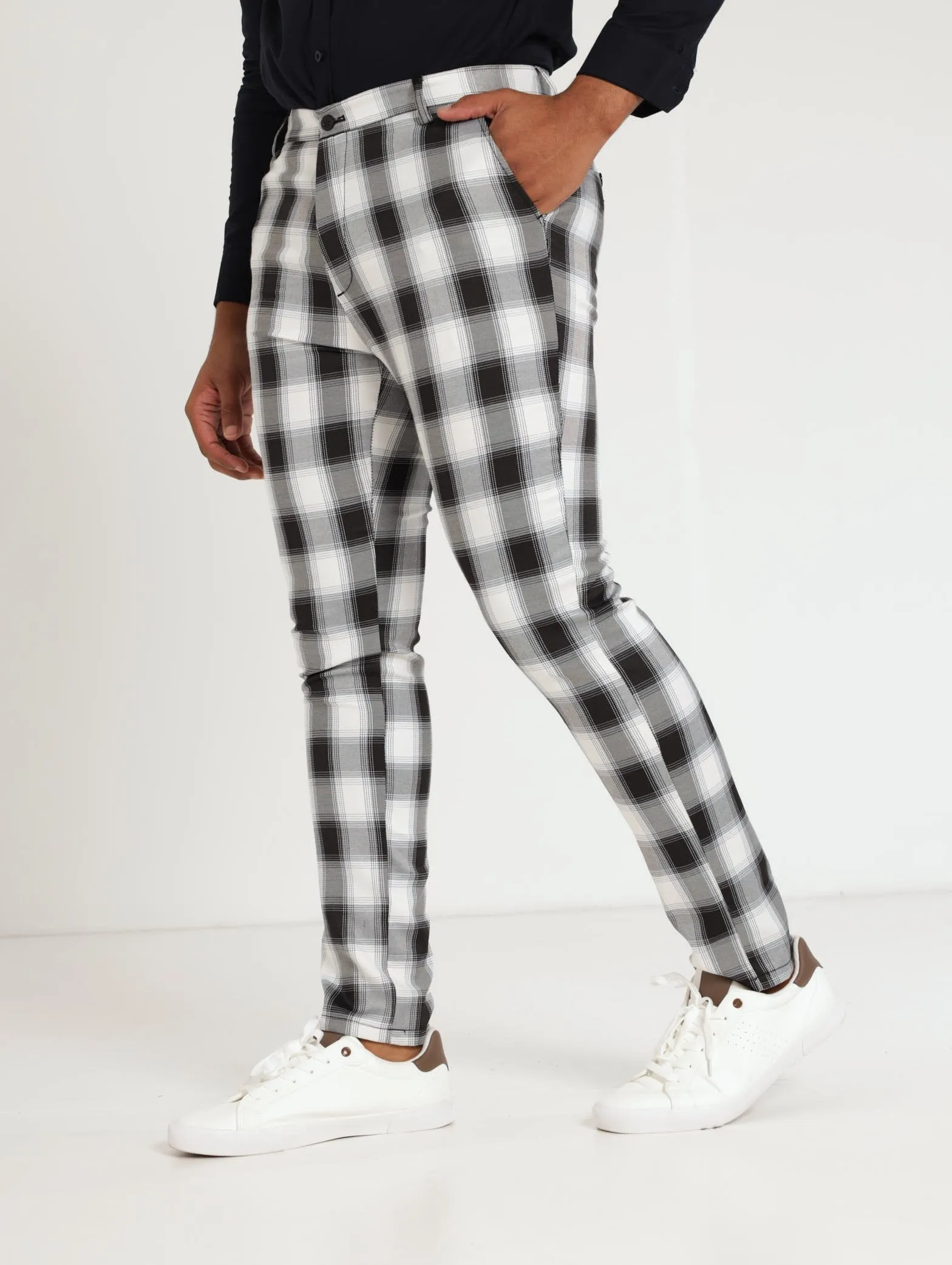 Men's Check Pant - White/Black