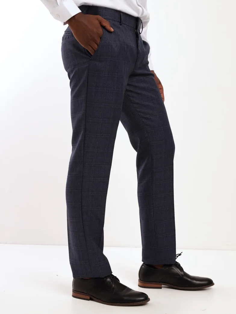 Men's Check Trouser - Dark Blue