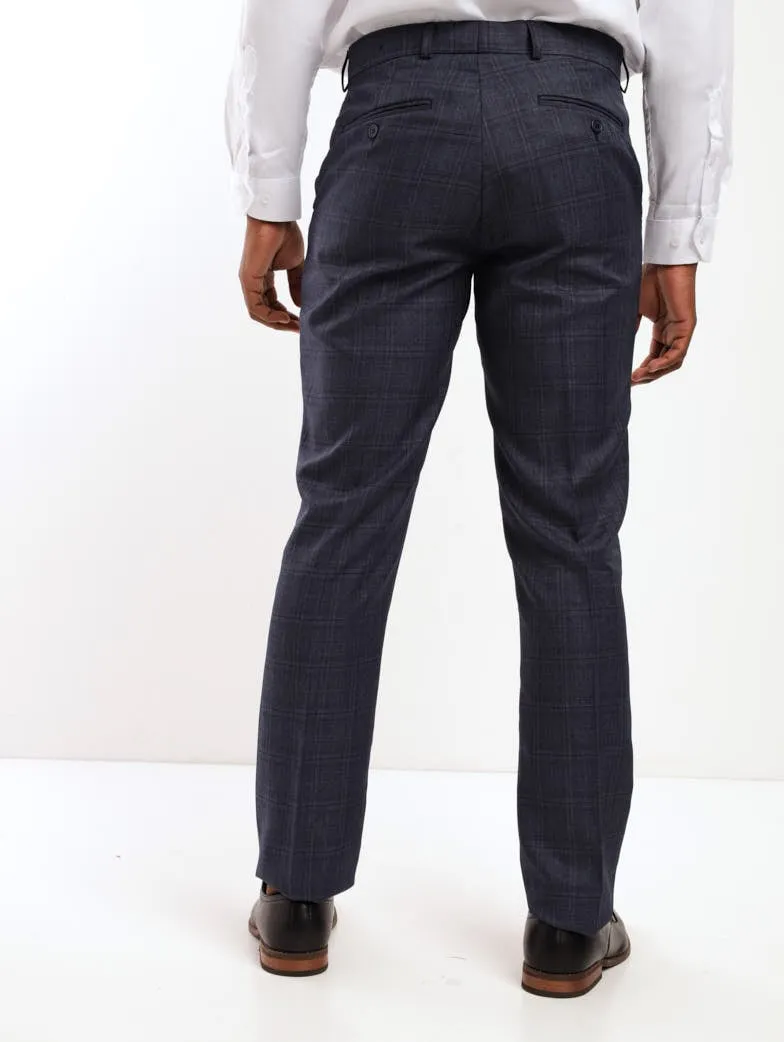 Men's Check Trouser - Dark Blue