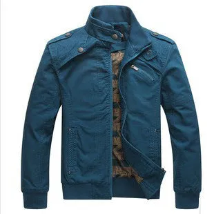 Men's Fashion Casual Spring Autumn Jacket Cotton Stand Collar Coat 4 Colors MWJ166