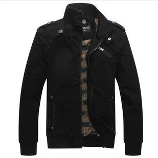 Men's Fashion Casual Spring Autumn Jacket Cotton Stand Collar Coat 4 Colors MWJ166