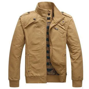 Men's Fashion Casual Spring Autumn Jacket Cotton Stand Collar Coat 4 Colors MWJ166