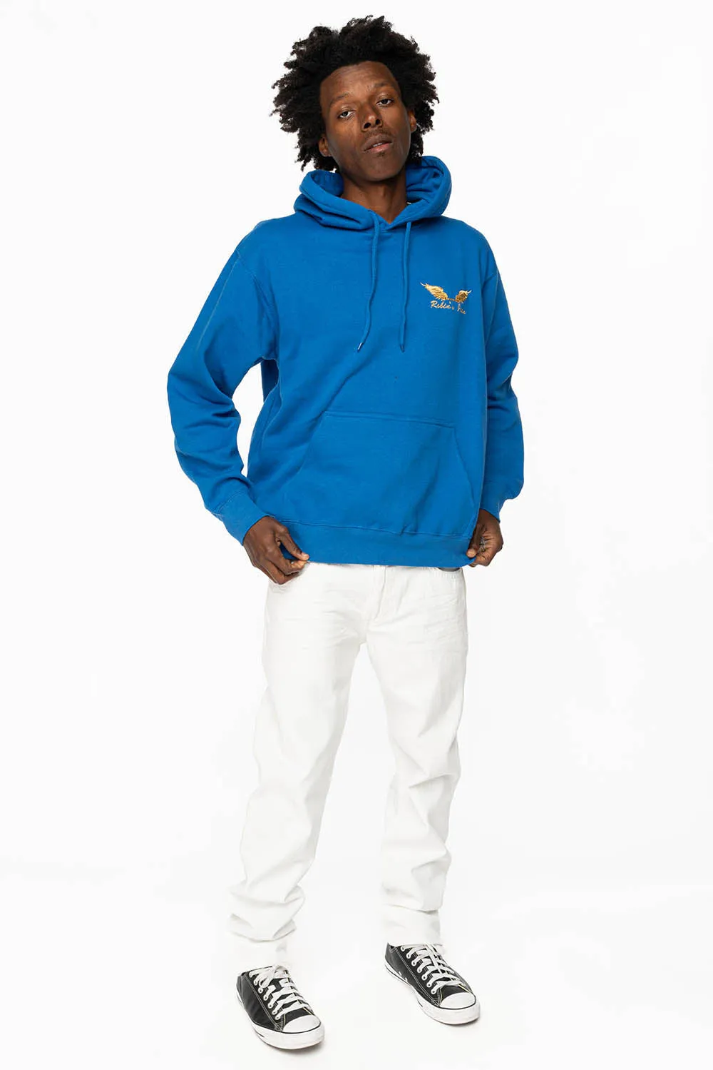 MENS LONG FLAP SLIM JEANS WITH FULL CLEAR  & SAPPHIRE CRYSTALS IN PURE WHITE DNM