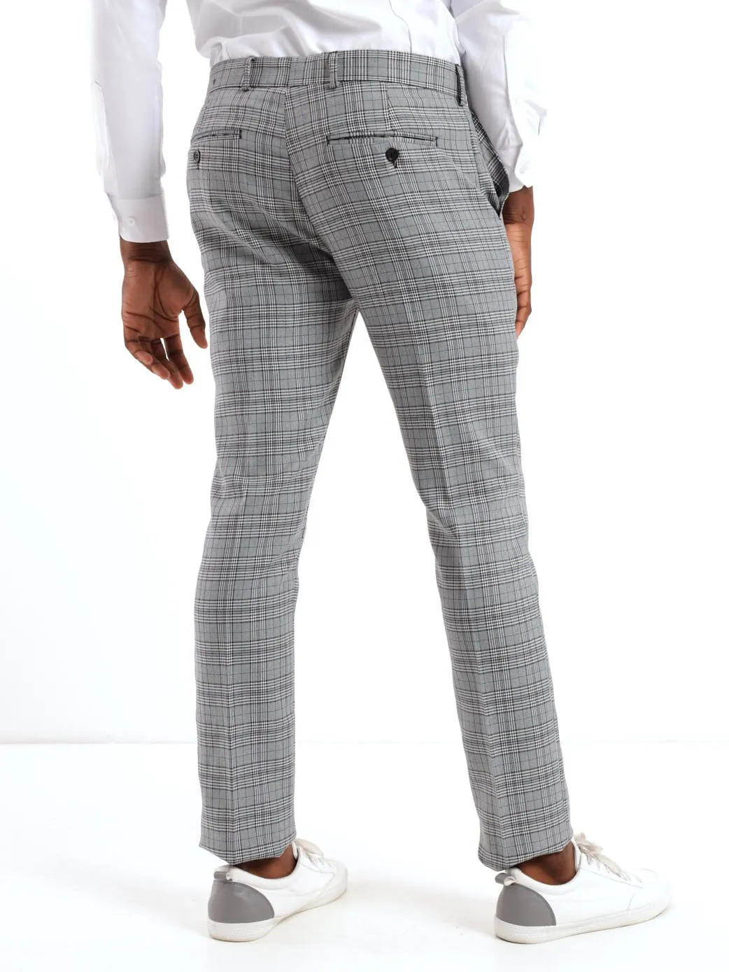 Men's Monochrome Check Trouser - Black/Blue