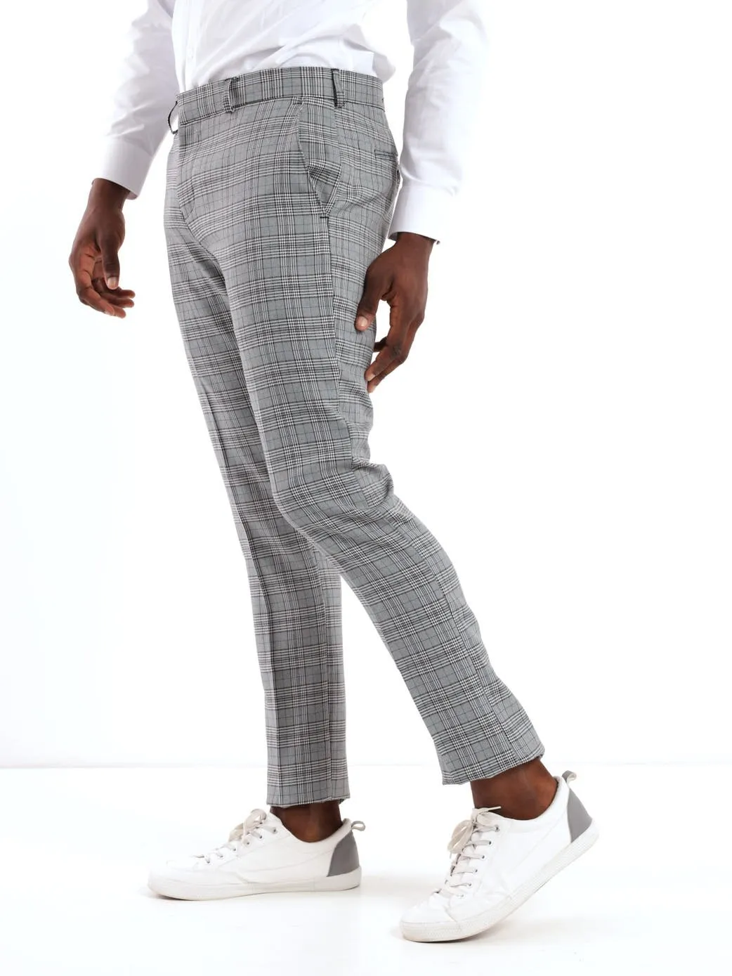 Men's Monochrome Check Trouser - Black/Blue