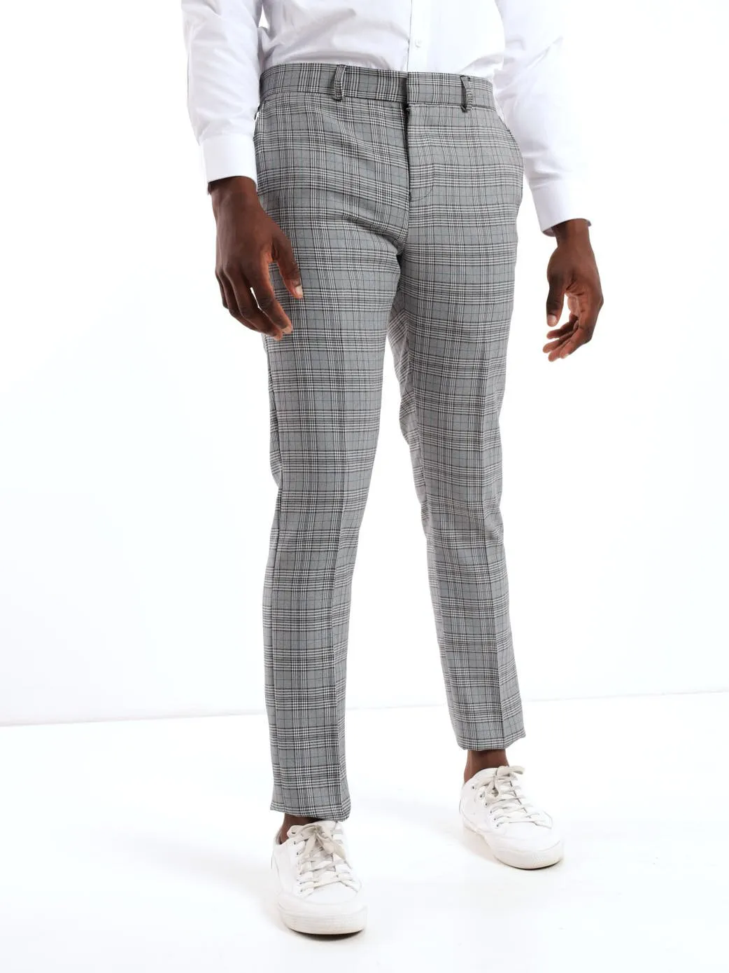 Men's Monochrome Check Trouser - Black/Blue
