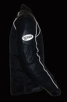 MEN'S MOTORCYCLE LEATHER/TEXTILE MESH RACER JACKET WITH ARMOUR BACK & ELBOWS