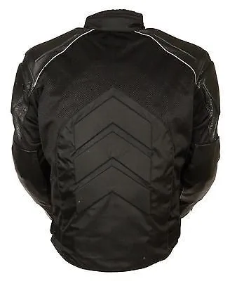 MEN'S MOTORCYCLE LEATHER/TEXTILE MESH RACER JACKET WITH ARMOUR BACK & ELBOWS