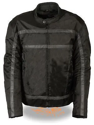 MEN'S MOTORCYCLE RACER TEXTILE JACKET WITH REFLECTIVE STRIPES WITH ARMOUR INSIDE