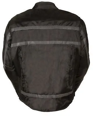 MEN'S MOTORCYCLE RACER TEXTILE JACKET WITH REFLECTIVE STRIPES WITH ARMOUR INSIDE