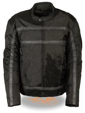 MEN'S MOTORCYCLE RACER TEXTILE JACKET WITH REFLECTIVE STRIPES WITH ARMOUR INSIDE