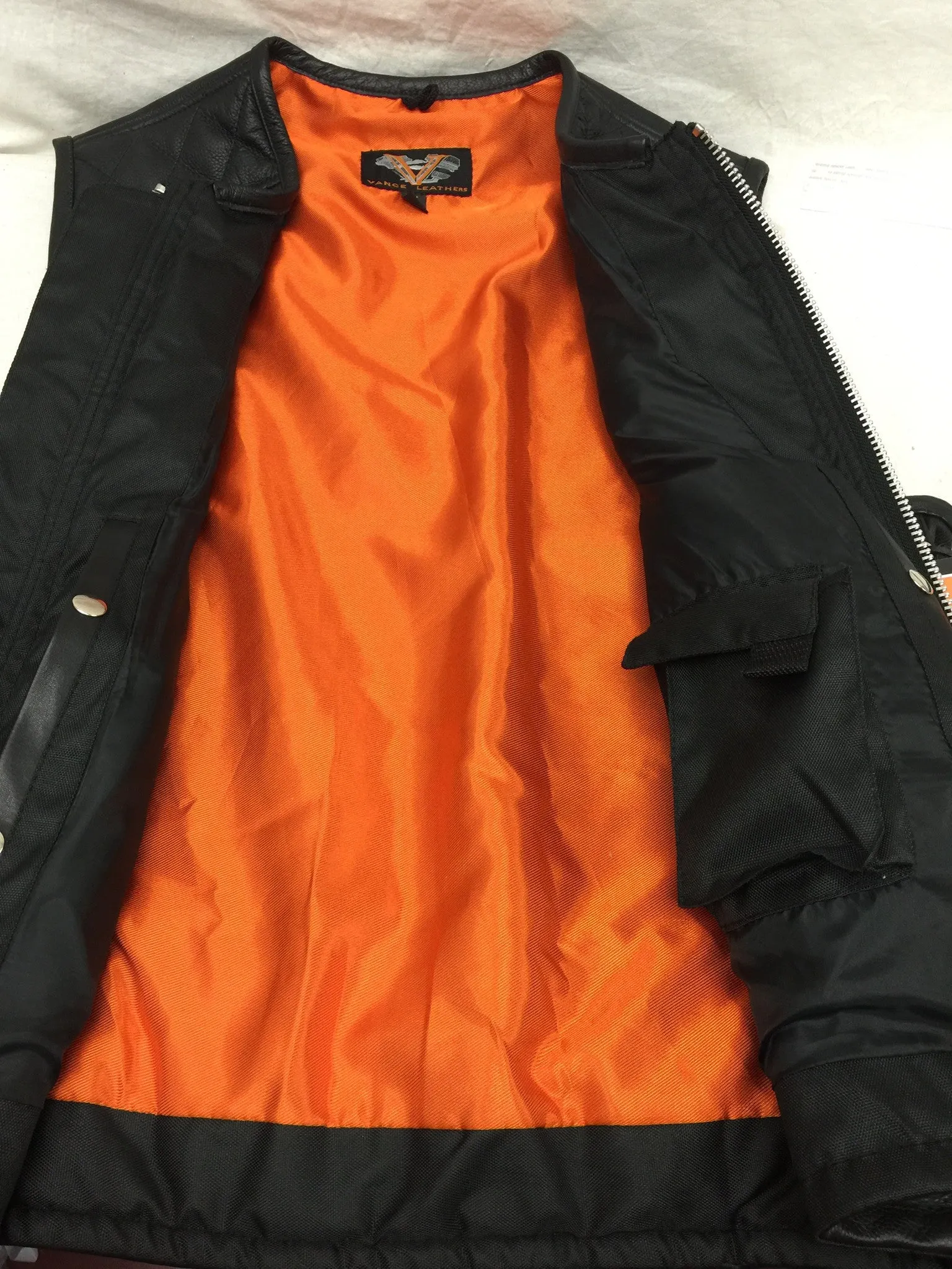 Men's Motorcycle side lace vest with kidney padding & Gun pockets inside