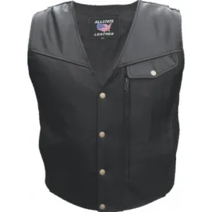 Mens Naked Leather Braid Trimmed Motorcycle Vest